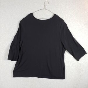 Kim Rogers Woman 3X Black 3/4 Sleeve Knit Top Plus Size Basic Tee Round Neck XXL